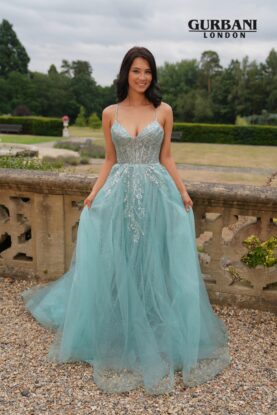 Sage Embellished Tulle Ball Gown Prom Dress – G2433