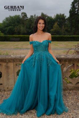 Jade Off-Shoulder Lace Tulle Ball Gown Prom Dress – G2617