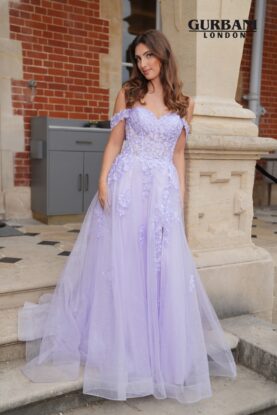 Lilac Off-Shoulder Lace Tulle Prom Dress – G2801