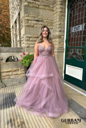 Rosewood Floral Embellished Tulle Ball Gown Prom Dress – G2803