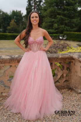 Pink Sequin Corset Tulle Ball Gown Prom Dress – G2820