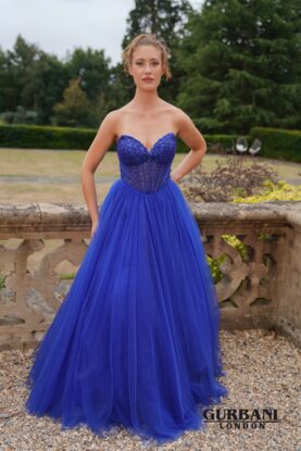 Royal Blue Sequin Corset Tulle Ball Gown Prom Dress – G2820