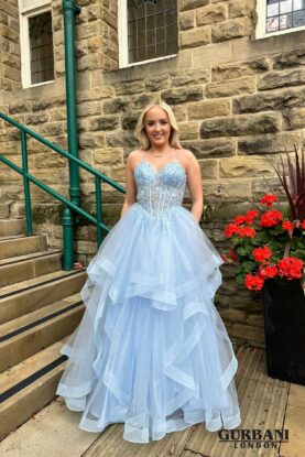 Sky Blue Layered Tulle Ball Gown Prom Dress – G2847